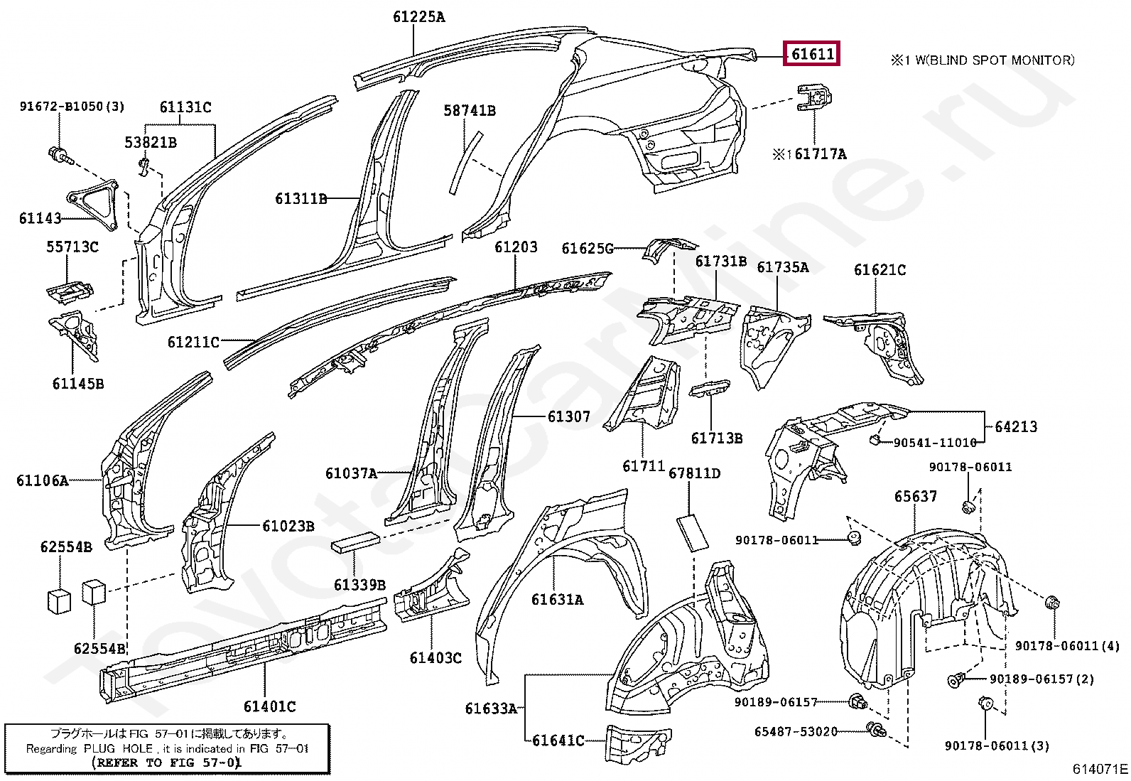 PANEL, QUARTER, RH PANEL, QUARTER, RH 6161130A20