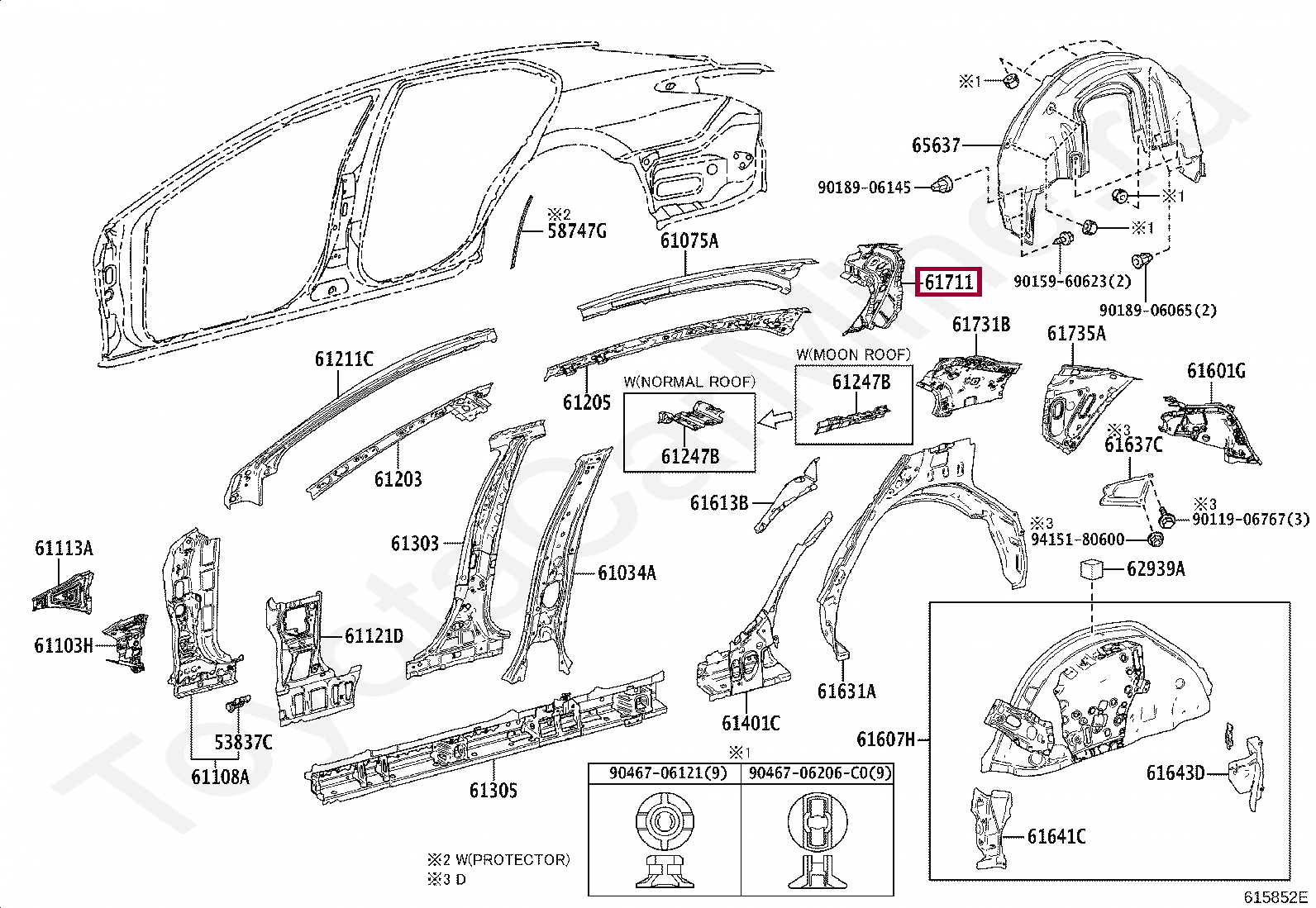 PANEL, ROOF SIDE, OUTER RH PANEL, ROOF SIDE, OUTER RH 6171133090