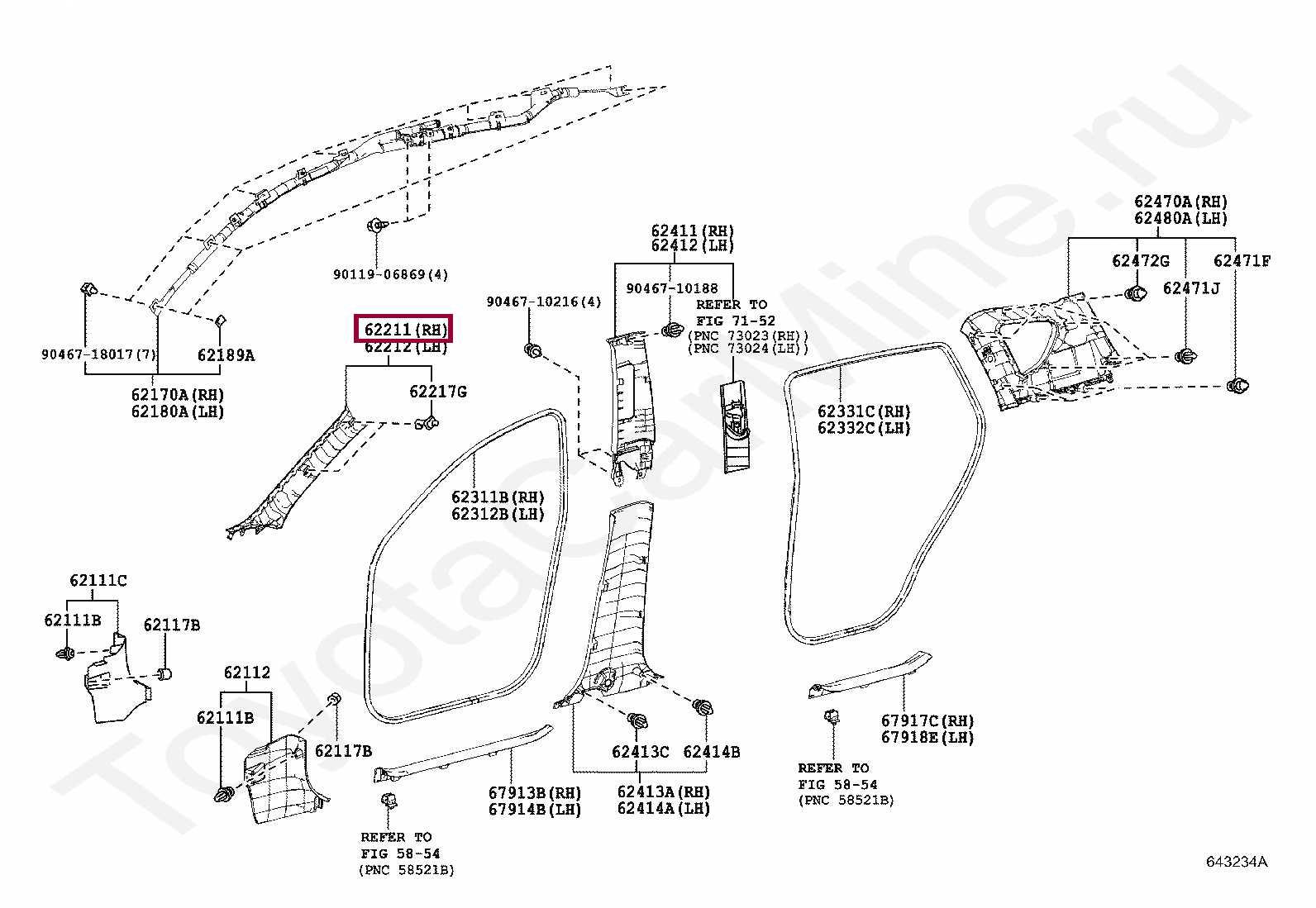 GARNISH, FRONT PILLAR, RH GARNISH, FRONT PILLAR, RH 6221042051B0