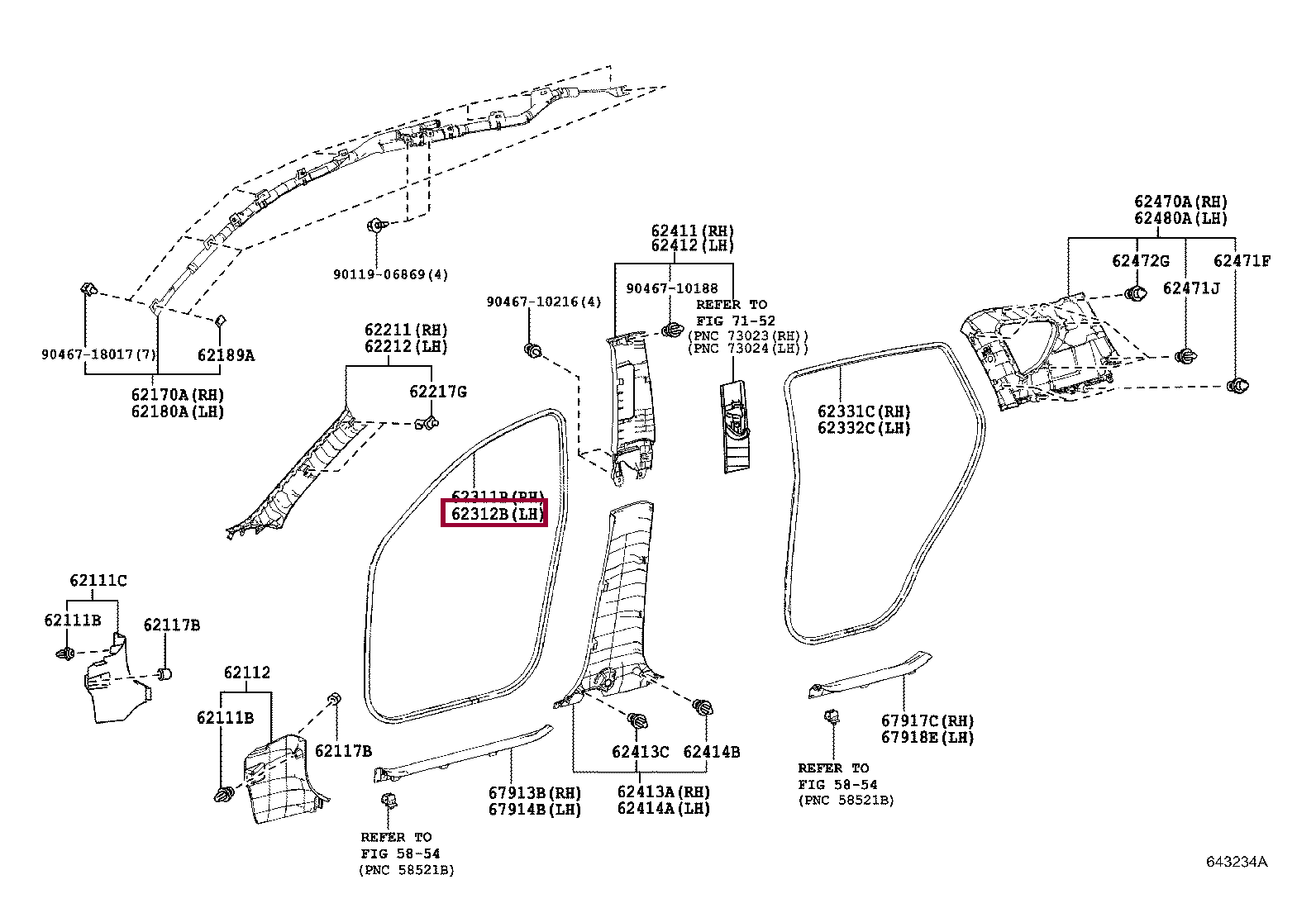 WEATHERSTRIP, FRONT DOOR OPENING TRIM, LH WEATHERSTRIP, FRONT DOOR OPENING TRIM, LH 6231242080