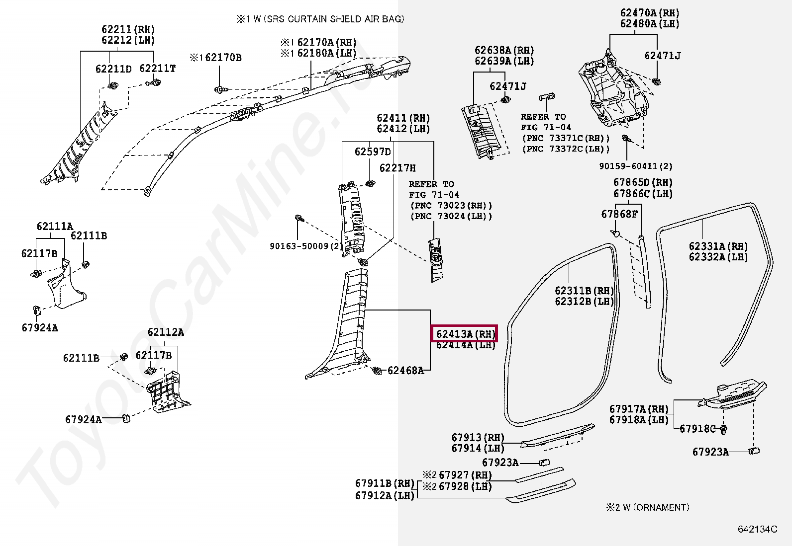 GARNISH, CENTER PILLAR, LOWER RH GARNISH, CENTER PILLAR, LOWER RH 6241348030C0