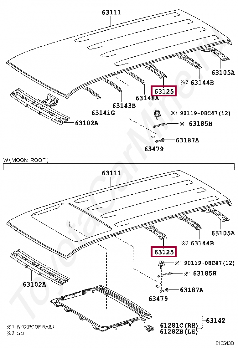REINFORCEMENT, ROOF PANEL, NO.2 REINFORCEMENT, ROOF PANEL, NO.2 6312560070
