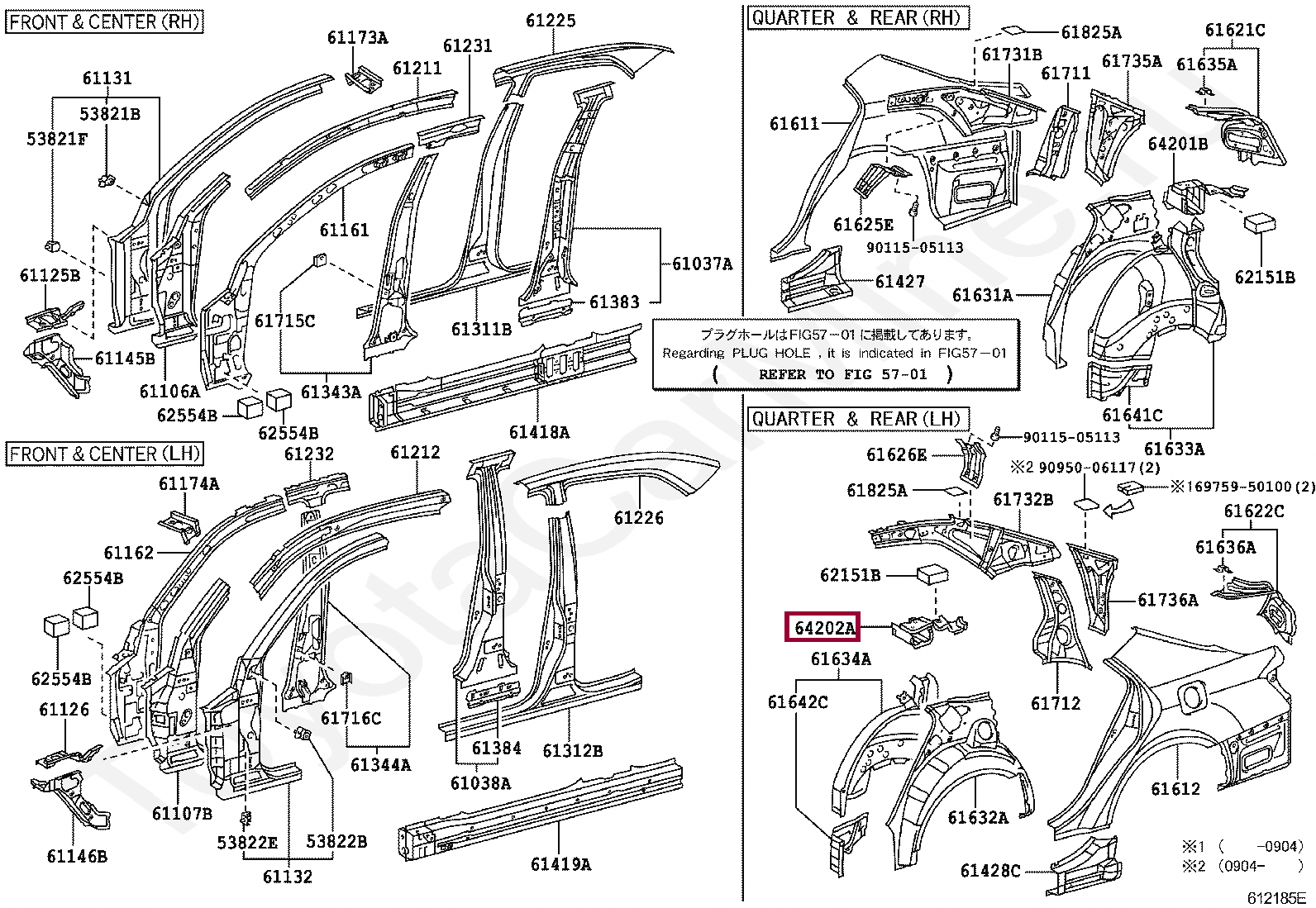 A61038. каталог тойота по кузову. уплотнитель средней стойки кузова хардтоп. каталог тойота по кузову. названия частей кузова тойота хайс 61612.