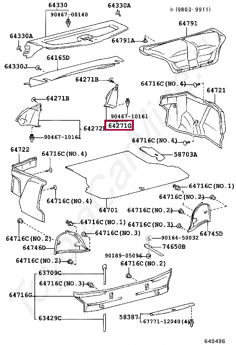 BOARD, ROOM PARTITION, RH BOARD, ROOM PARTITION, RH 6427105030B0