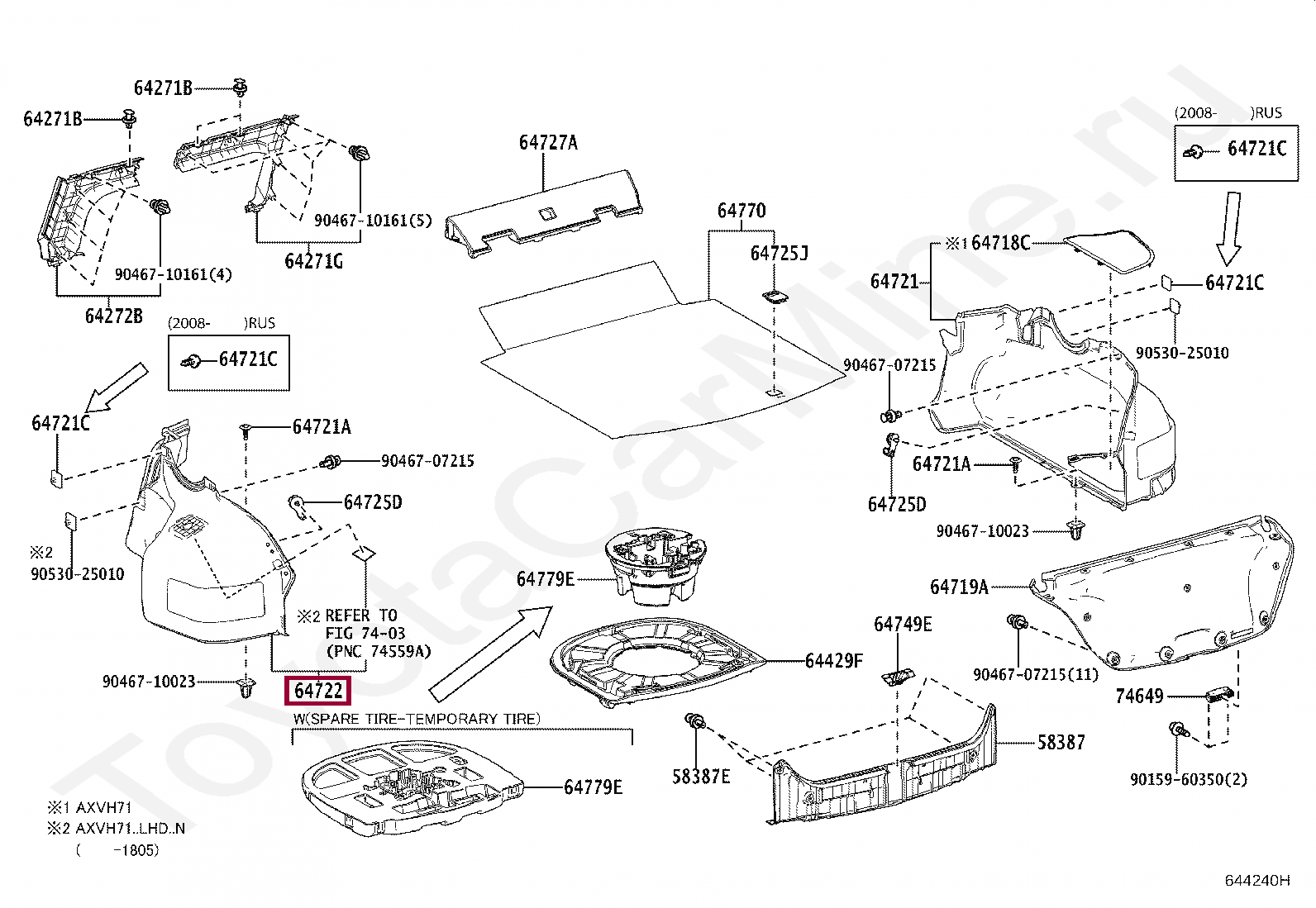 COVER, LUGGAGE COMPARTMENT TRIM, INNER LH COVER, LUGGAGE COMPARTMENT TRIM, INNER LH 6472206410C2