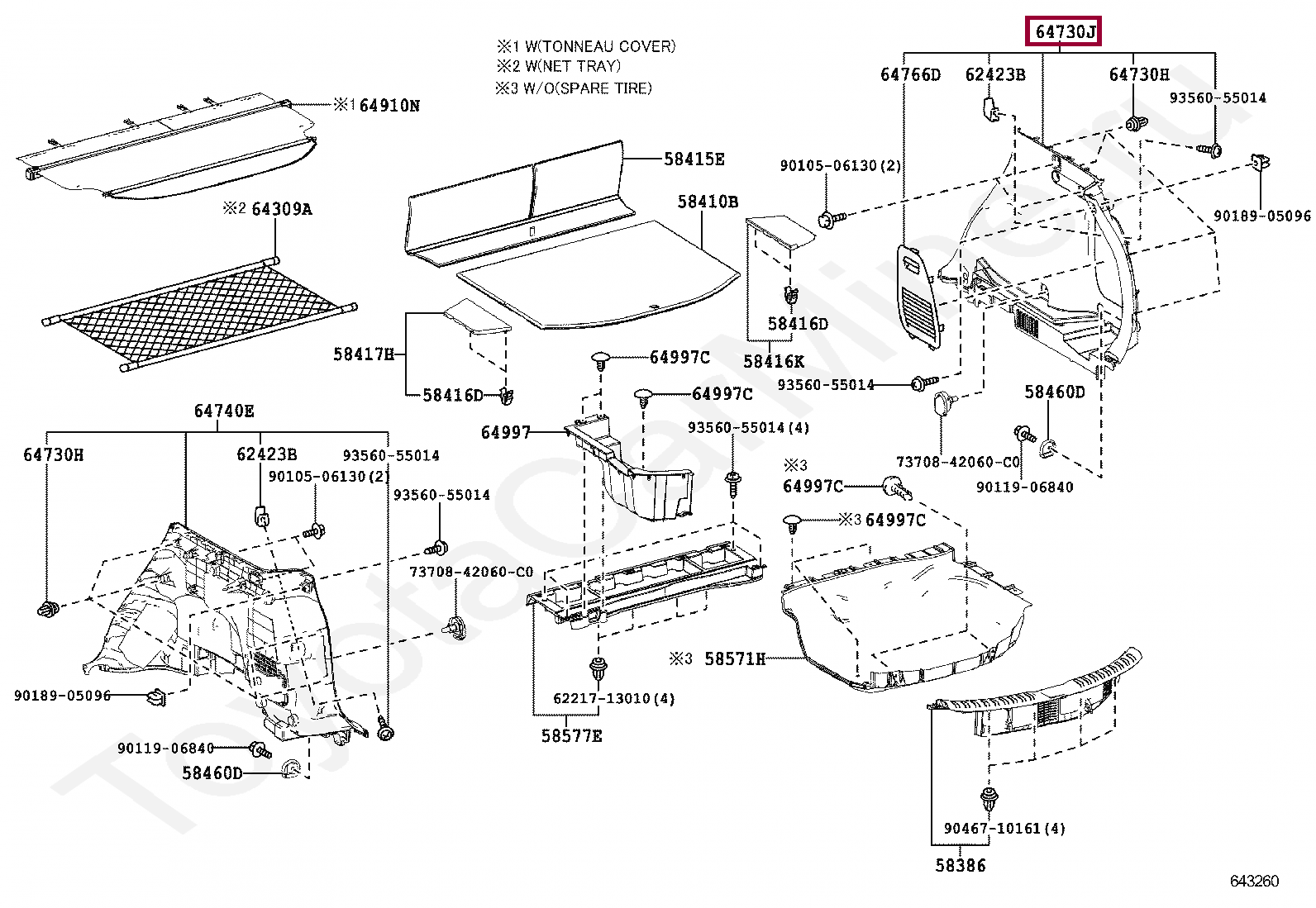 PANEL ASSY, DECK TRIM SIDE, RH PANEL ASSY, DECK TRIM SIDE, RH 6473042100C0