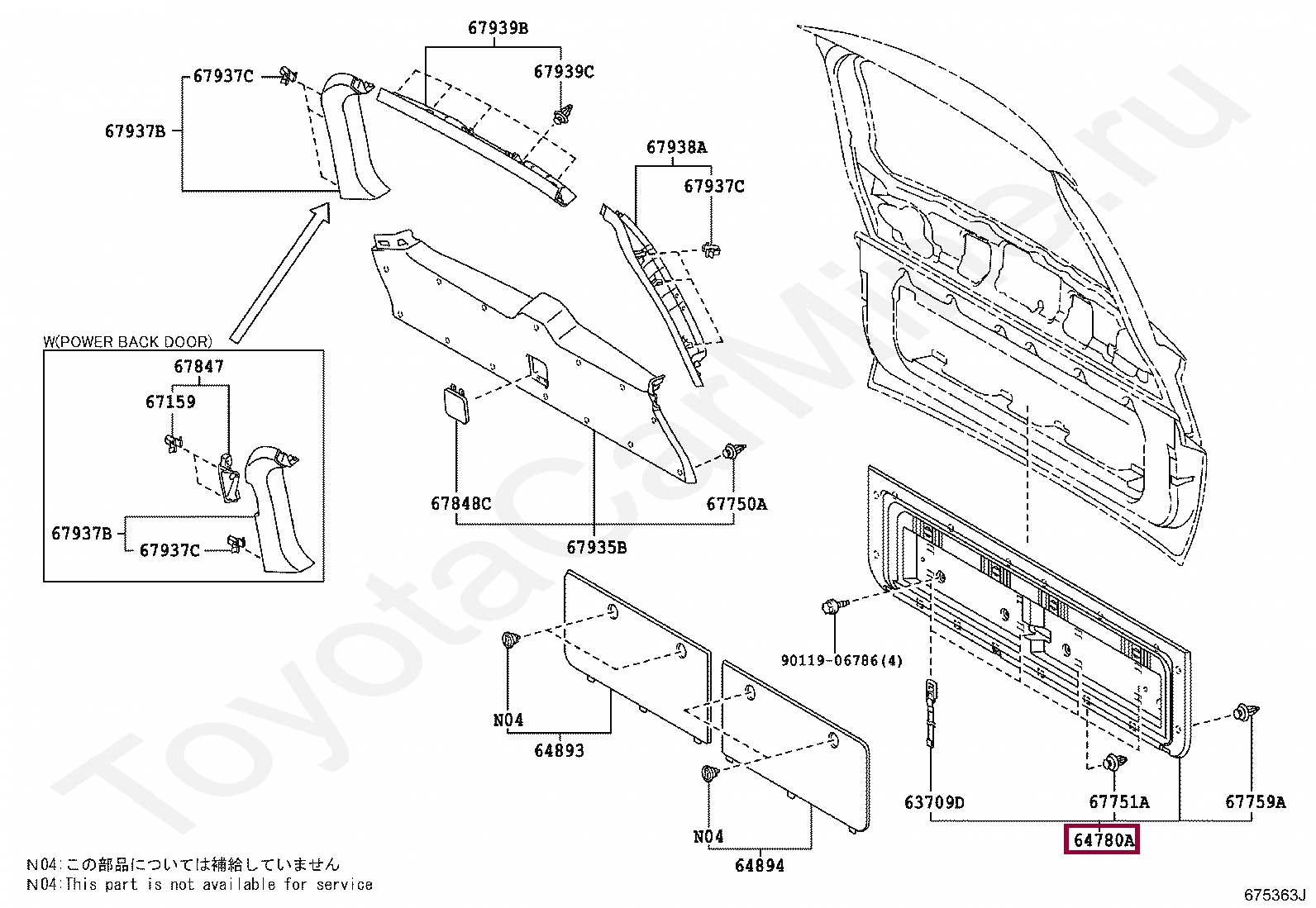 PANEL ASSY, BACK DOOR TRIM PANEL ASSY, BACK DOOR TRIM 6478060320C0