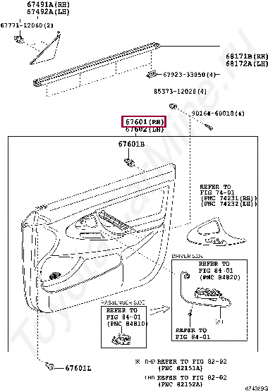 BOARD SUB-ASSY, FRONT DOOR TRIM, RH BOARD SUB-ASSY, FRONT DOOR TRIM, RH 6761033B70B1