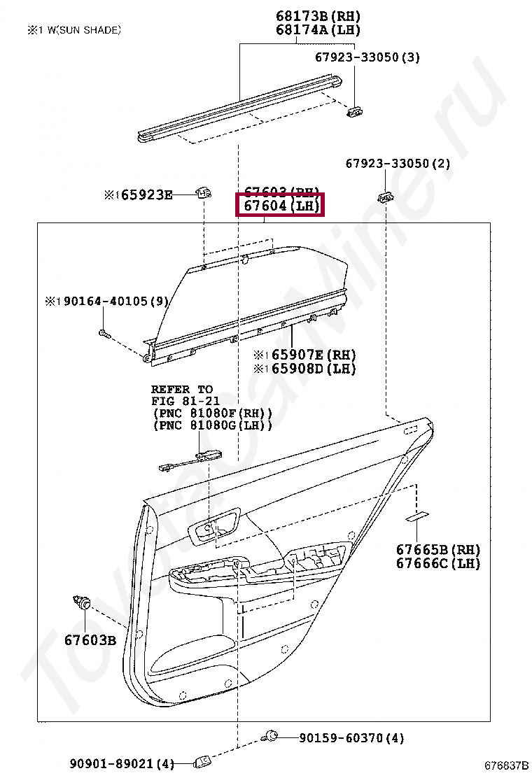 BOARD SUB-ASSY, REAR DOOR TRIM, LH BOARD SUB-ASSY, REAR DOOR TRIM, LH 6764033E60C1