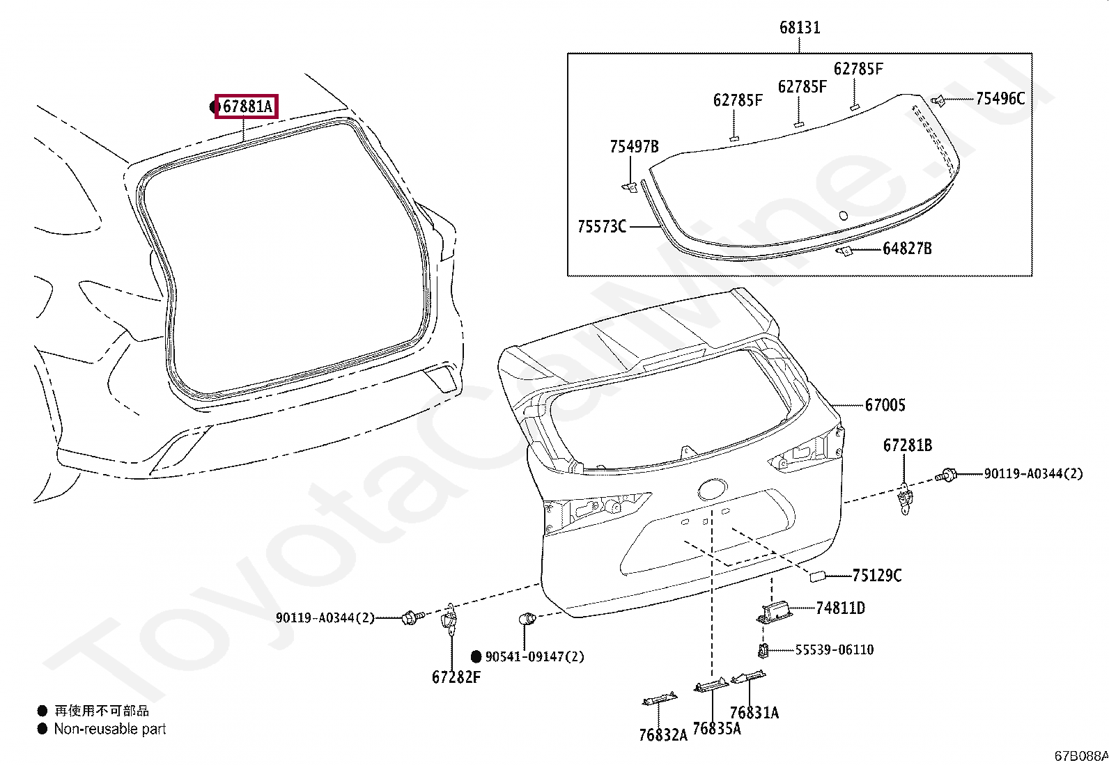 WEATHERSTRIP, BACK DOOR WEATHERSTRIP, BACK DOOR 678810E080