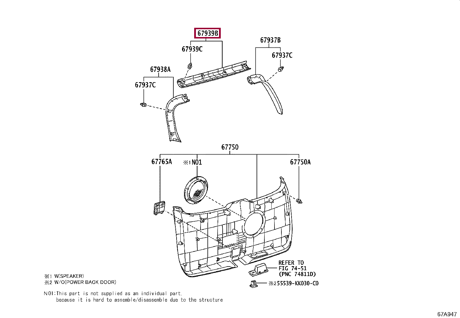 GARNISH, BACK DOOR, CENTER GARNISH, BACK DOOR, CENTER 679390K030B0