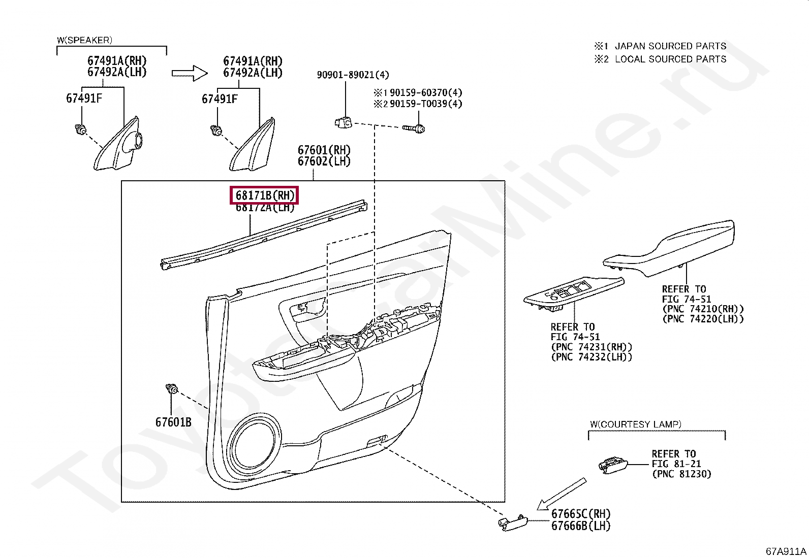 WEATHERSTRIP, FRONT DOOR GLASS, INNER RH WEATHERSTRIP, FRONT DOOR GLASS, INNER RH 681710K080
