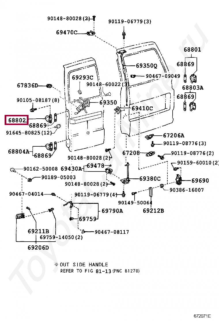 HINGE SUB-ASSY, BACK DOOR, UPPER LH HINGE SUB-ASSY, BACK DOOR, UPPER LH 6880260030
