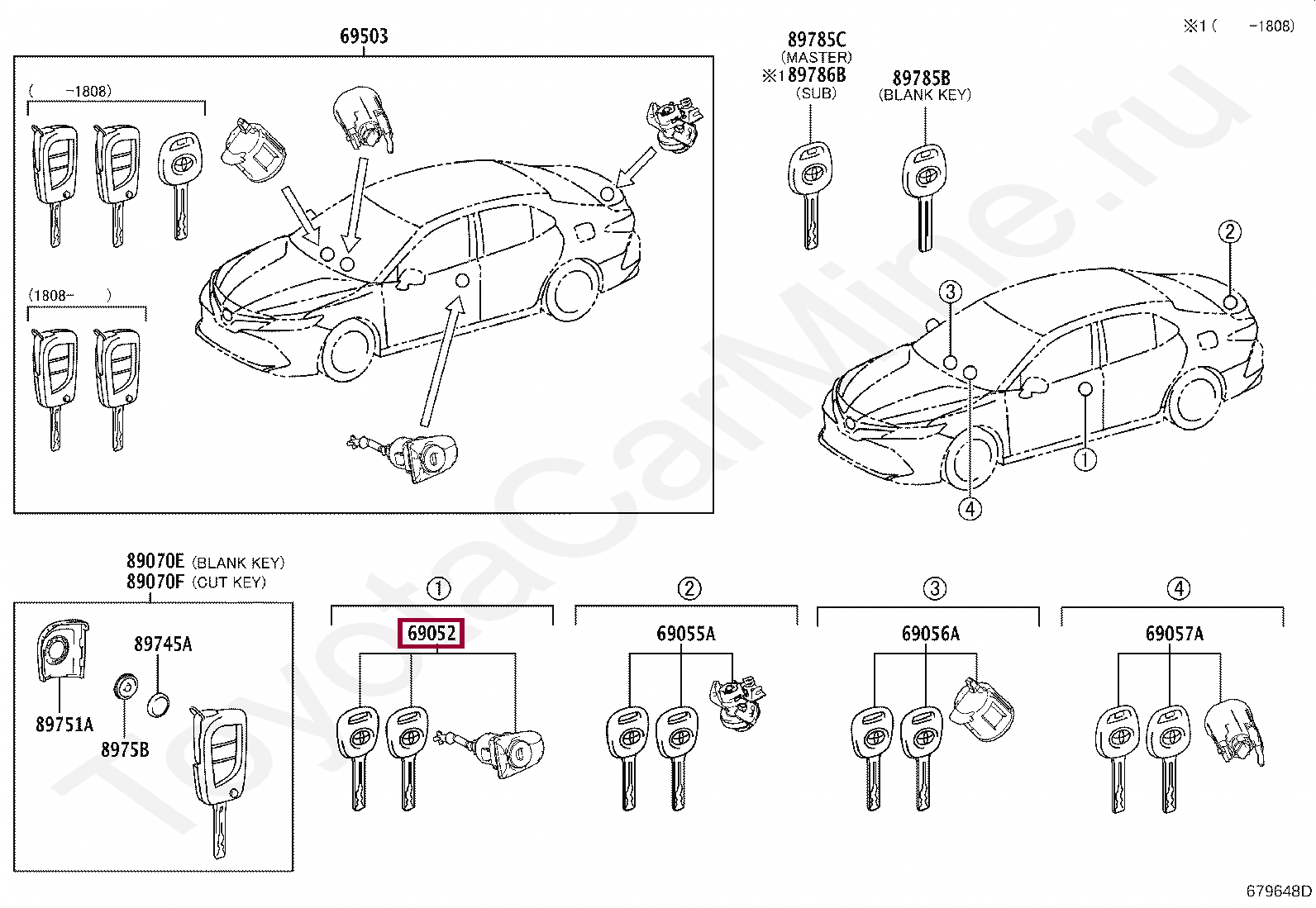 CYLINDER & KEY SET, DOOR LOCK, LH CYLINDER & KEY SET, DOOR LOCK, LH 6905233410