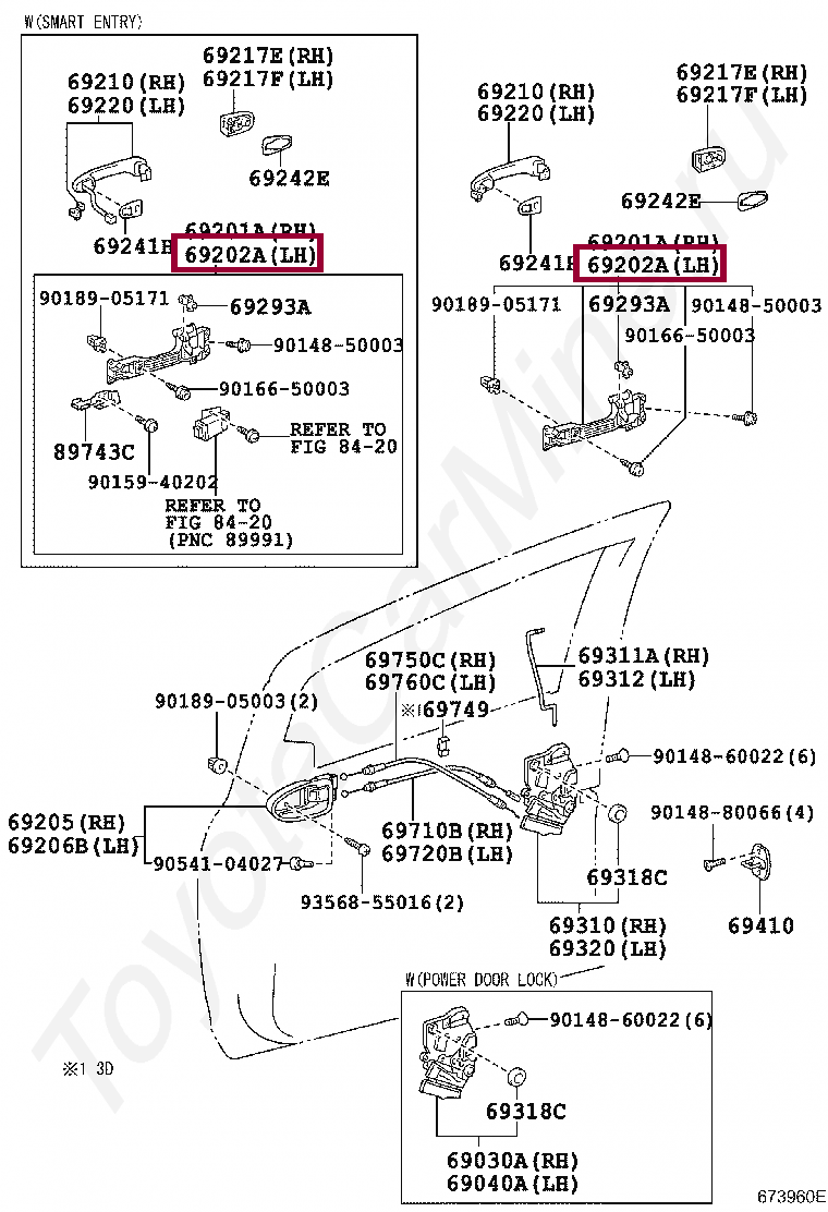 FRAME SUB-ASSY, FRONT DOOR OUTSIDE HANDLE, LH FRAME SUB-ASSY, FRONT DOOR OUTSIDE HANDLE, LH 6920252040