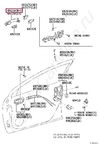 HANDLE ASSY, FRONT DOOR, OUTSIDE RH HANDLE ASSY, FRONT DOOR, OUTSIDE RH 6921002160B0