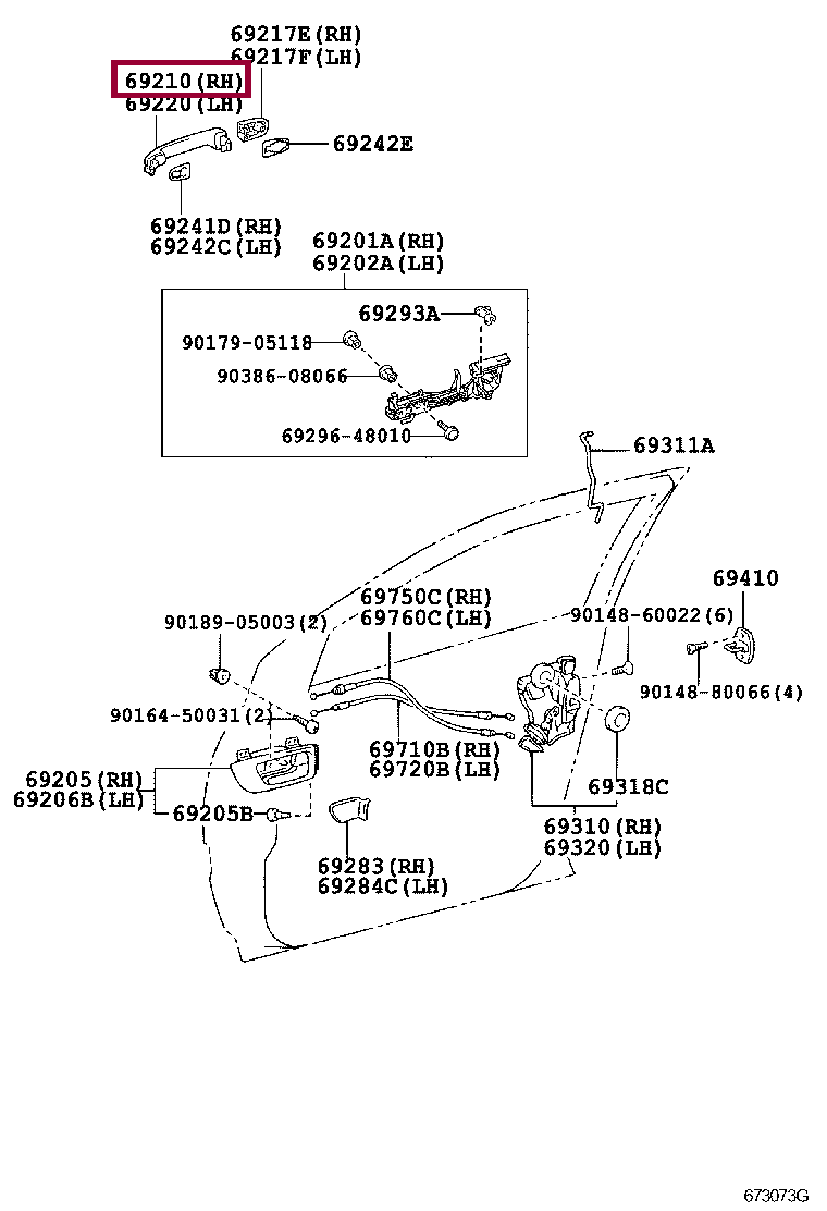 HANDLE ASSY, REAR DOOR OUTSIDE, LH HANDLE ASSY, REAR DOOR OUTSIDE, LH 6921048060