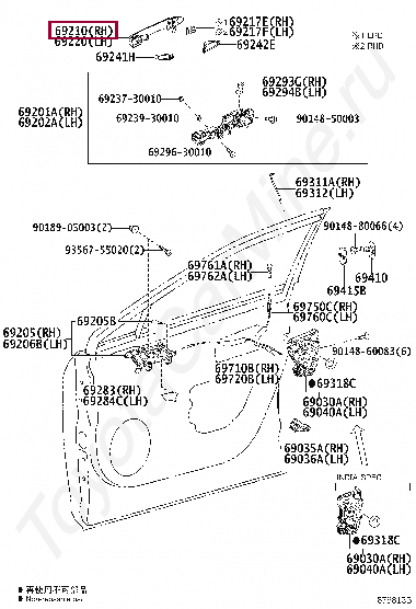 HANDLE ASSY, REAR DOOR OUTSIDE, RH HANDLE ASSY, REAR DOOR OUTSIDE, RH 6921048140B0