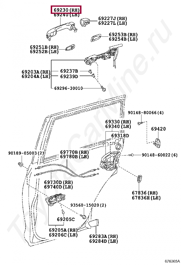 HANDLE ASSY, REAR DOOR OUTSIDE, LH HANDLE ASSY, REAR DOOR OUTSIDE, LH 6921060170C0