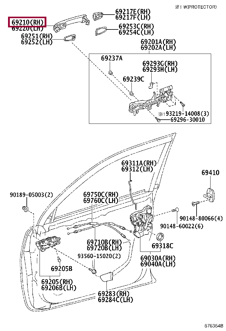 HANDLE ASSY, FRONT DOOR OUTSIDE, LH HANDLE ASSY, FRONT DOOR OUTSIDE, LH 6921060280A0