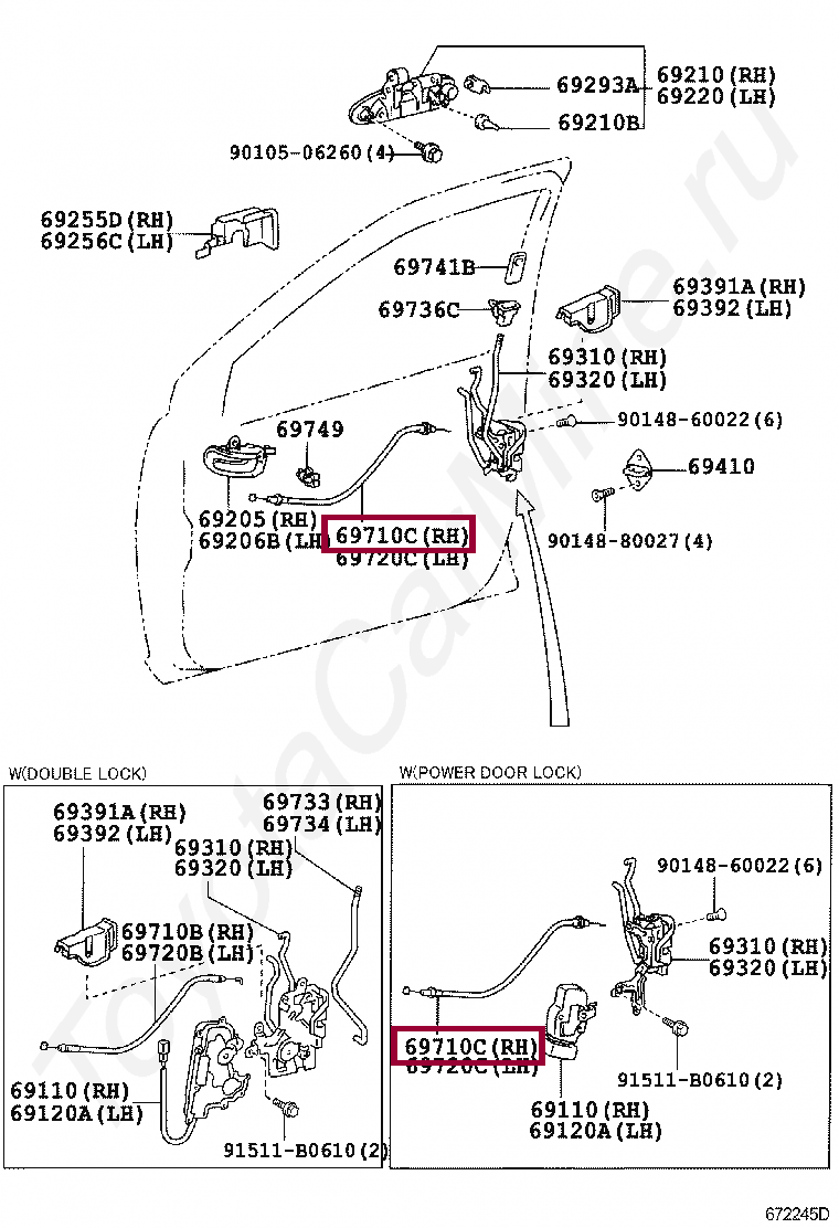 CABLE ASSY, FRONT DOOR LOCK REMOTE CONTROL CABLE ASSY, FRONT DOOR LOCK REMOTE CONTROL 697100D010