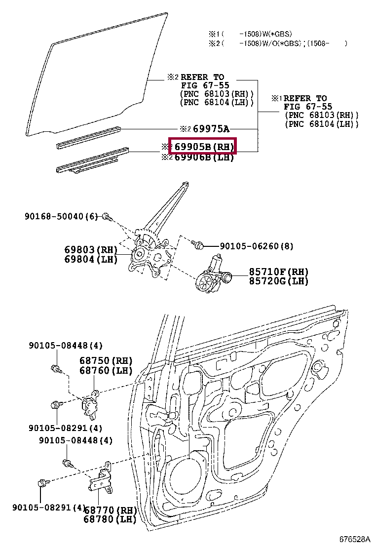 CHANNEL SUB-ASSY, REAR DOOR GLASS, RH CHANNEL SUB-ASSY, REAR DOOR GLASS, RH 699050C020