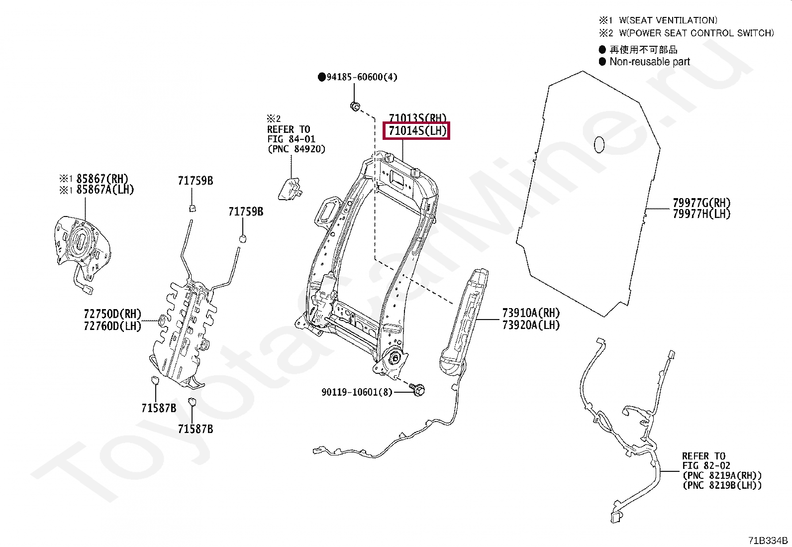 FRAME SUB-ASSY, FRONT SEAT BACK, LH FRAME SUB-ASSY, FRONT SEAT BACK, LH 7101433291