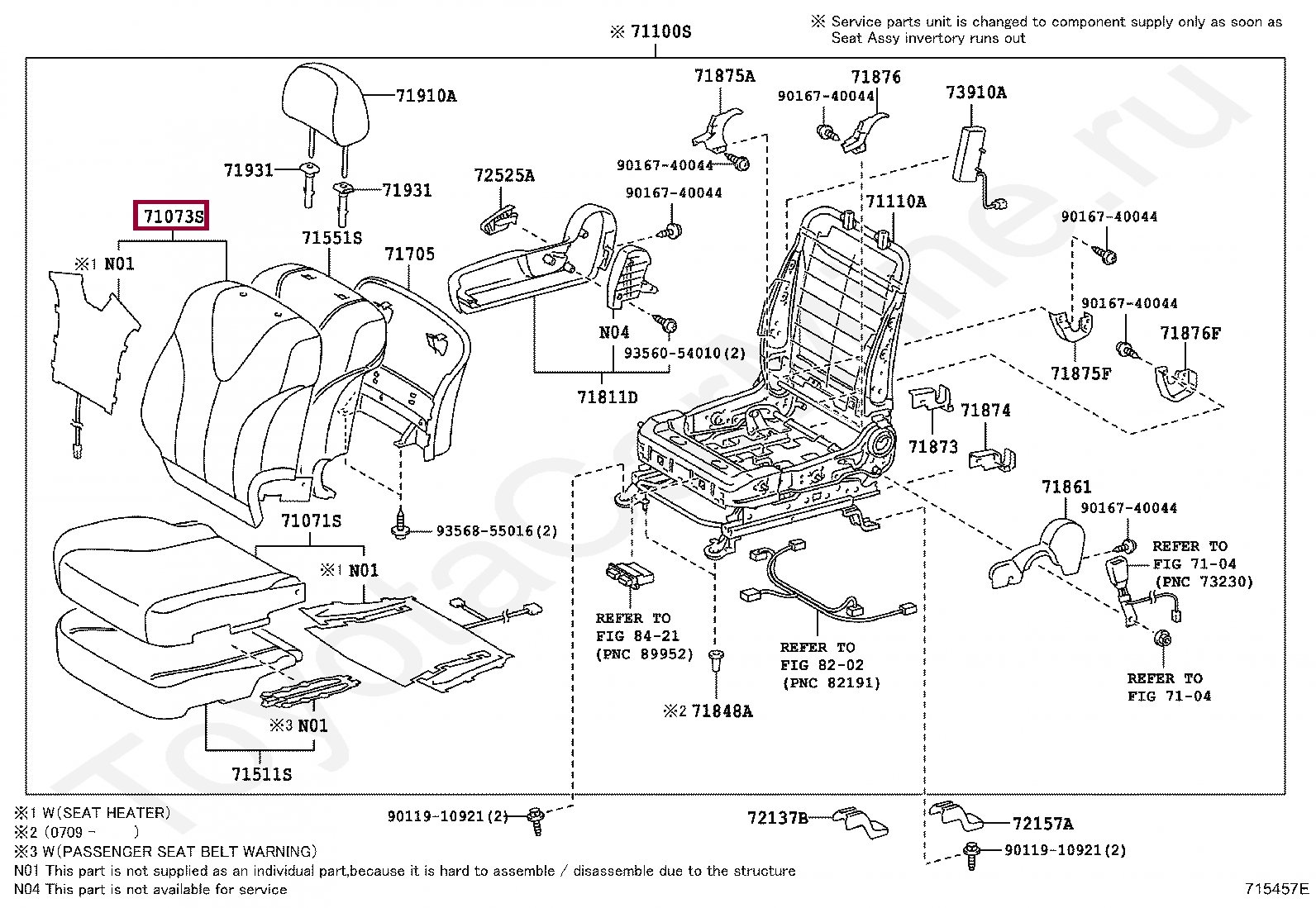 COVER, FRONT SEAT BACK, RH(FOR SEPARATE TYPE) COVER, FRONT SEAT BACK, RH(FOR SEPARATE TYPE) 7107333G40B0