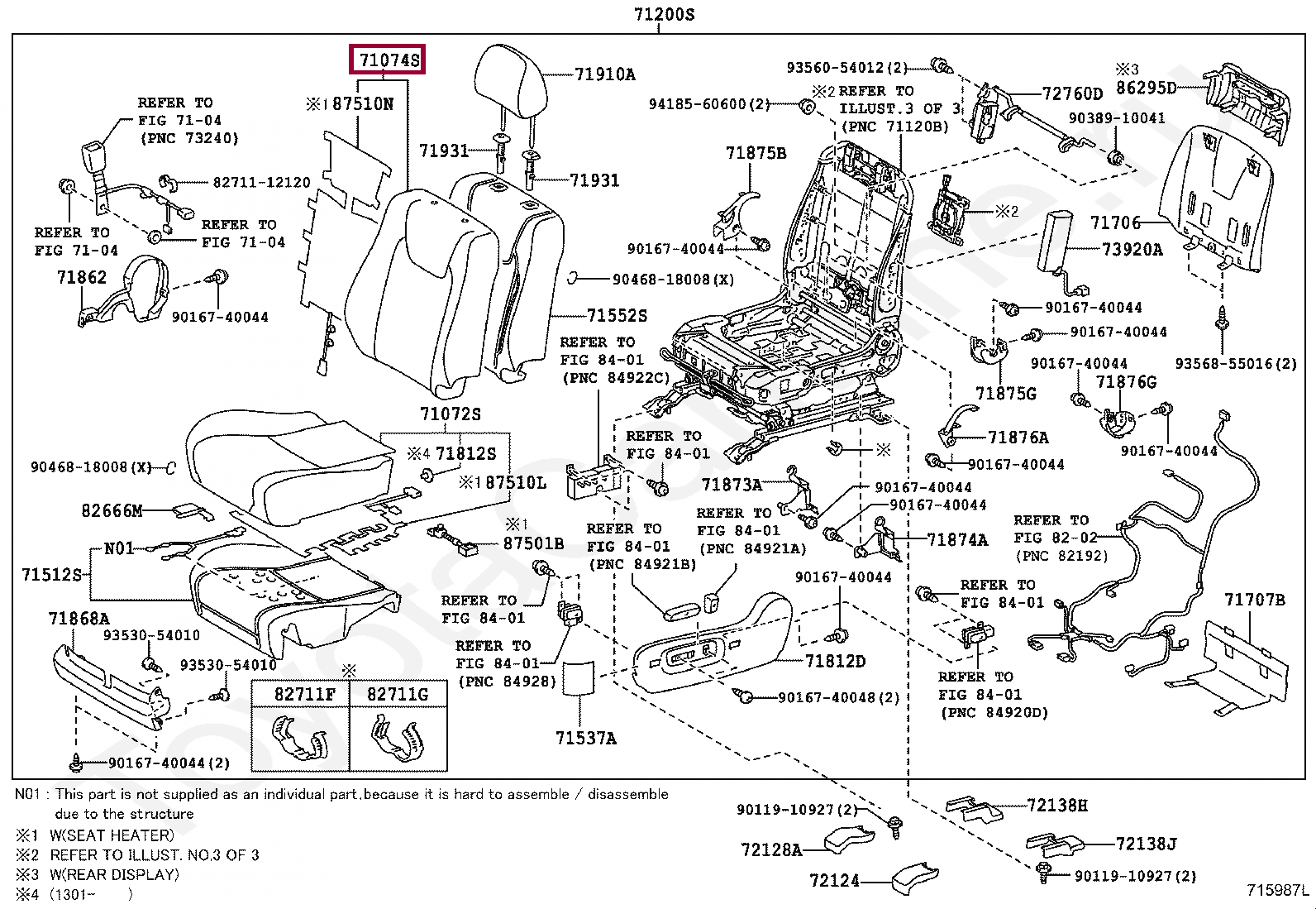 COVER, FRONT SEAT BACK, LH(FOR SEPARATE TYPE) COVER, FRONT SEAT BACK, LH(FOR SEPARATE TYPE) 7107448B31C2