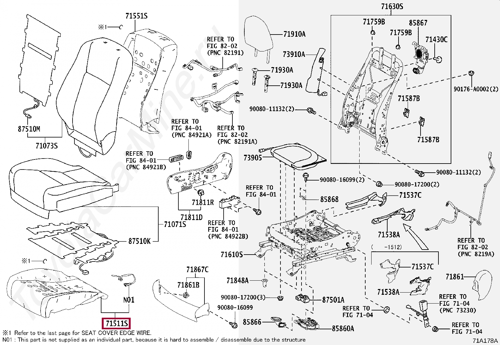 PAD, FRONT SEAT CUSHION, RH(FOR SEPARATE TYPE) PAD, FRONT SEAT CUSHION, RH(FOR SEPARATE TYPE) 715010E030