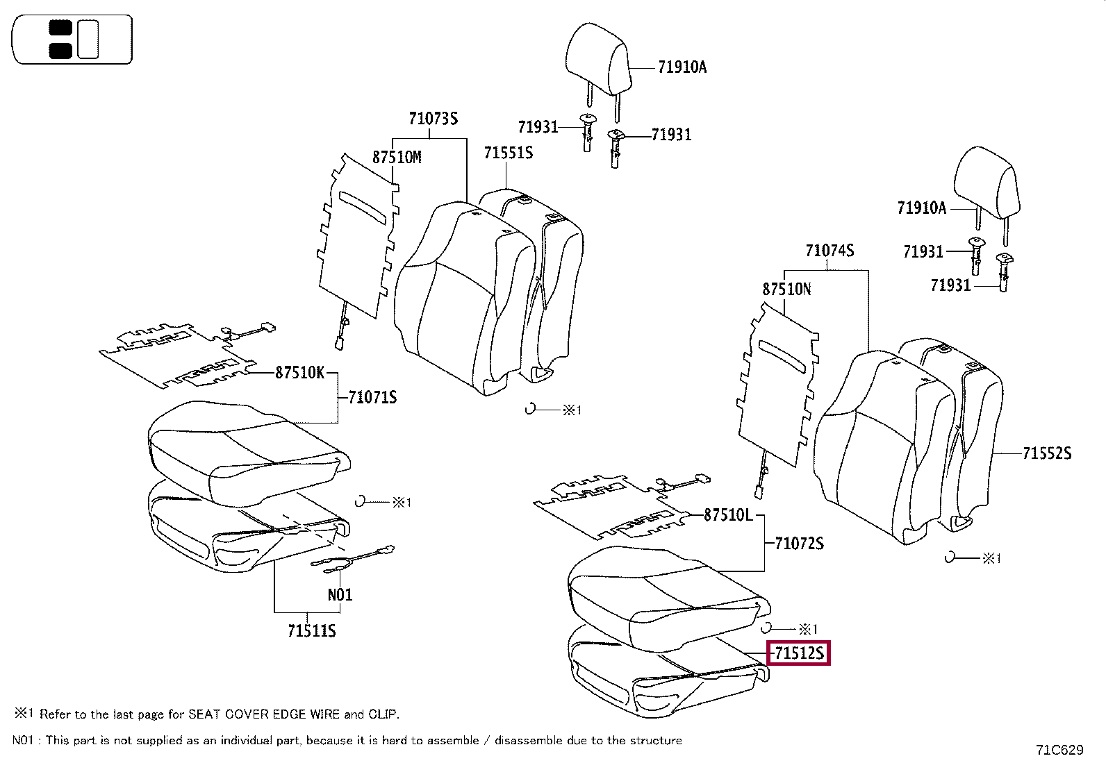 PAD, FRONT SEAT CUSHION, LH (FOR SEPARATE TYPE) PAD, FRONT SEAT CUSHION, LH (FOR SEPARATE TYPE) 7150260360
