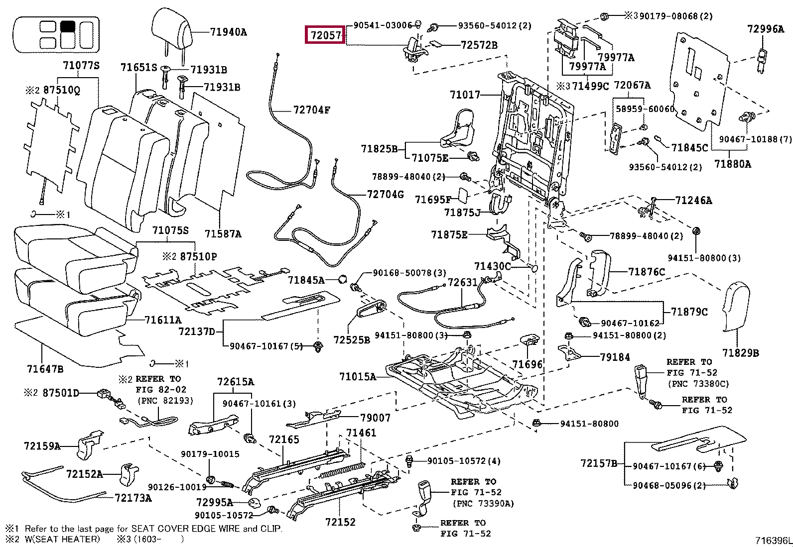 LEVER SUB-ASSY, REAR SEAT LOCK CONTROL, LH LEVER SUB-ASSY, REAR SEAT LOCK CONTROL, LH 7205760130C0