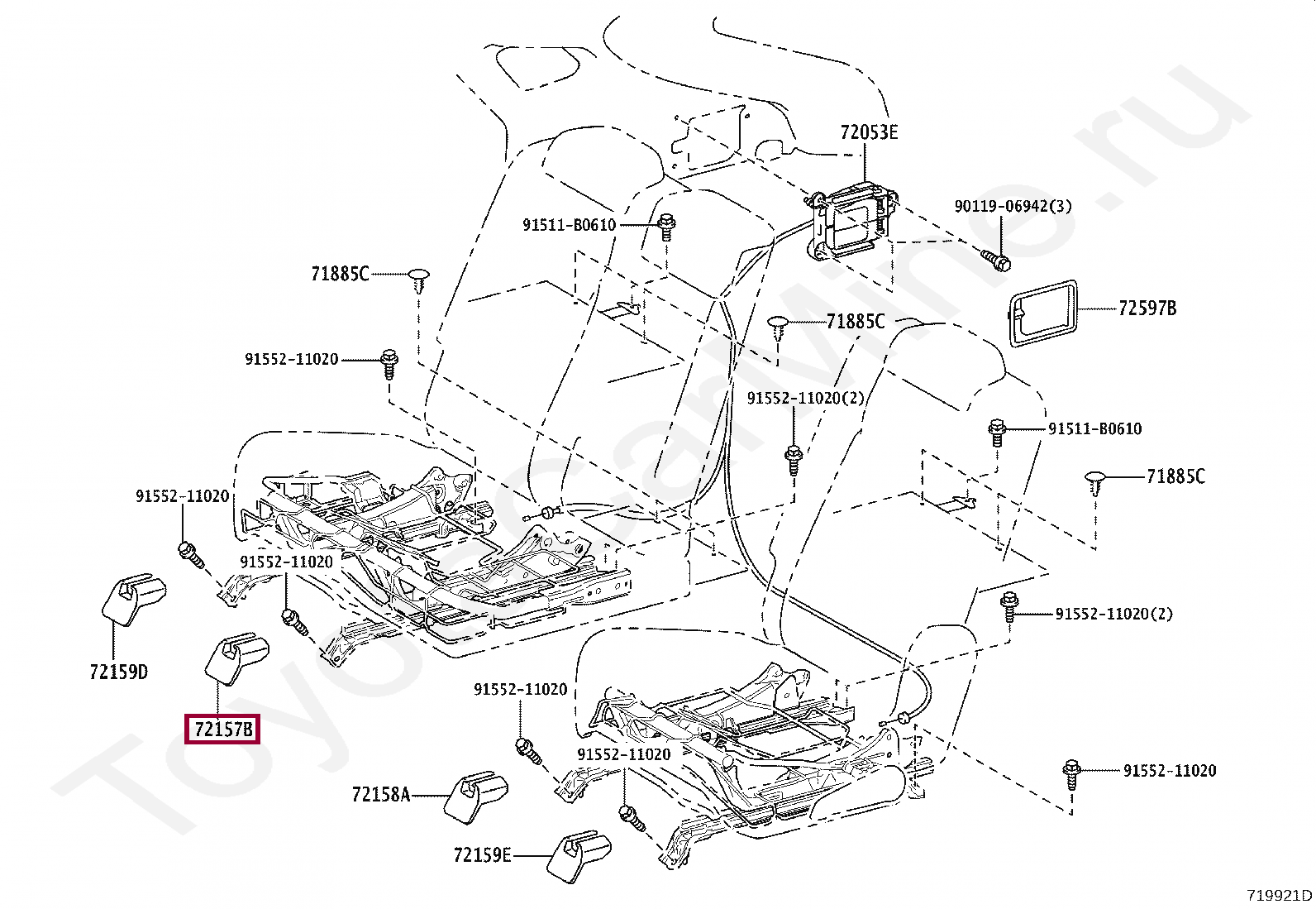 Накладка салазки заднего сиденья Накладка салазки заднего сиденья 7215748120C0