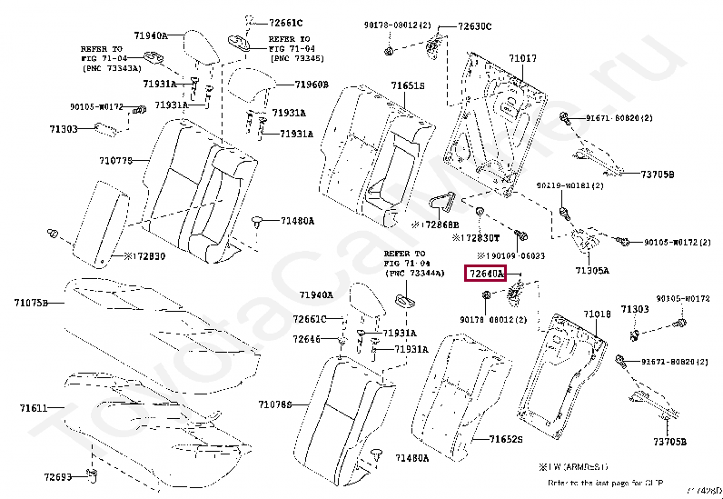LOCK ASSY, REAR SEAT BACK, LH LOCK ASSY, REAR SEAT BACK, LH 7264002120