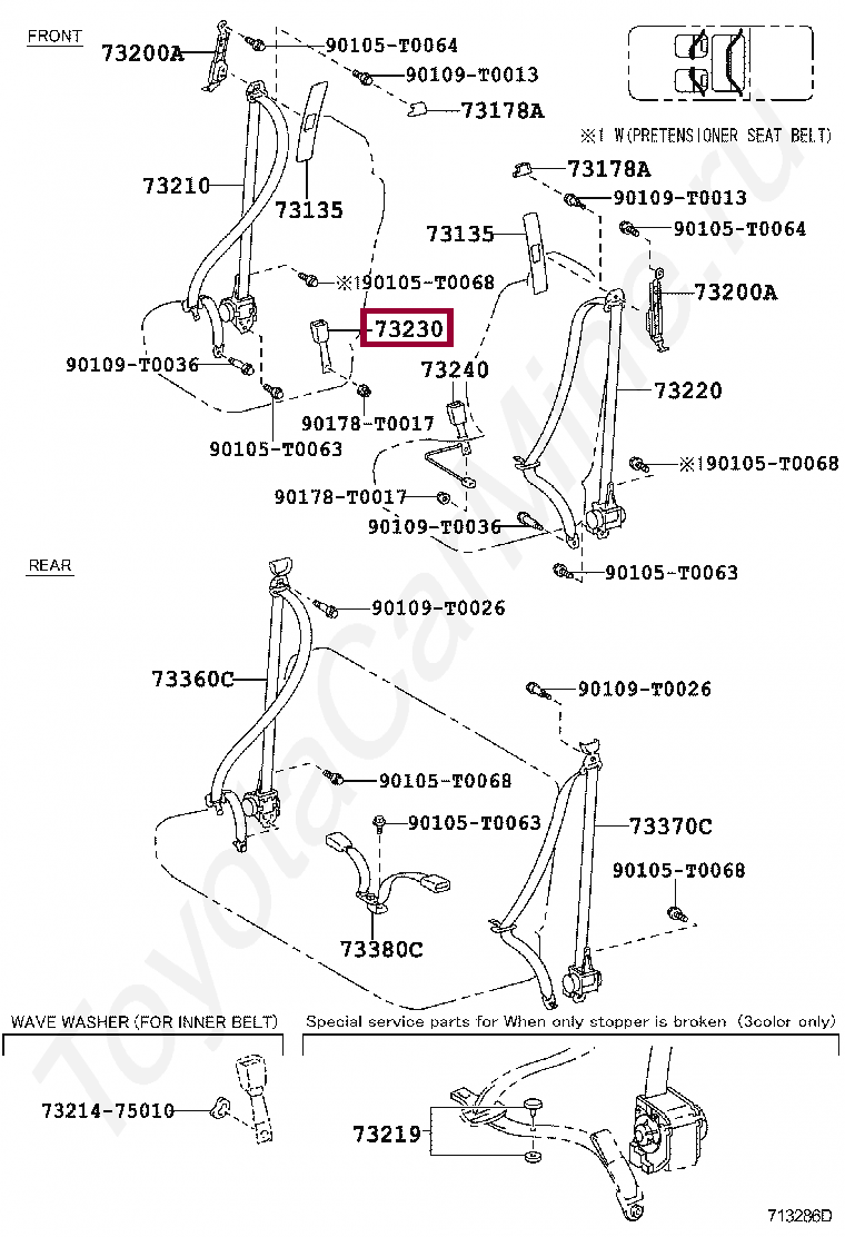 BELT ASSY, FRONT SEAT INNER, LH BELT ASSY, FRONT SEAT INNER, LH 732300K020B0