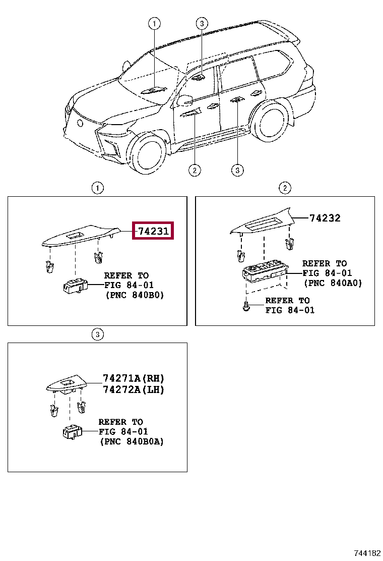 PANEL, FRONT ARMREST BASE, UPPER RH PANEL, FRONT ARMREST BASE, UPPER RH 7423160A00