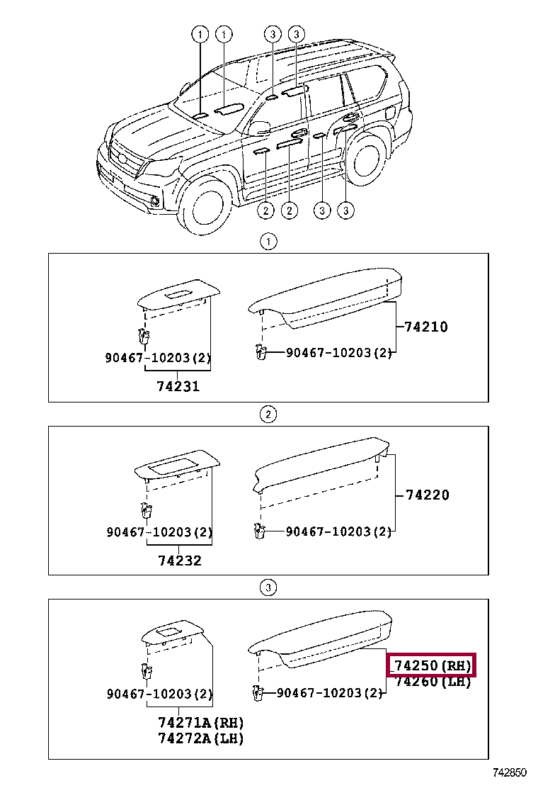 Запчасти Тойота ARMREST ASSY, REAR RH (7425060220E0)