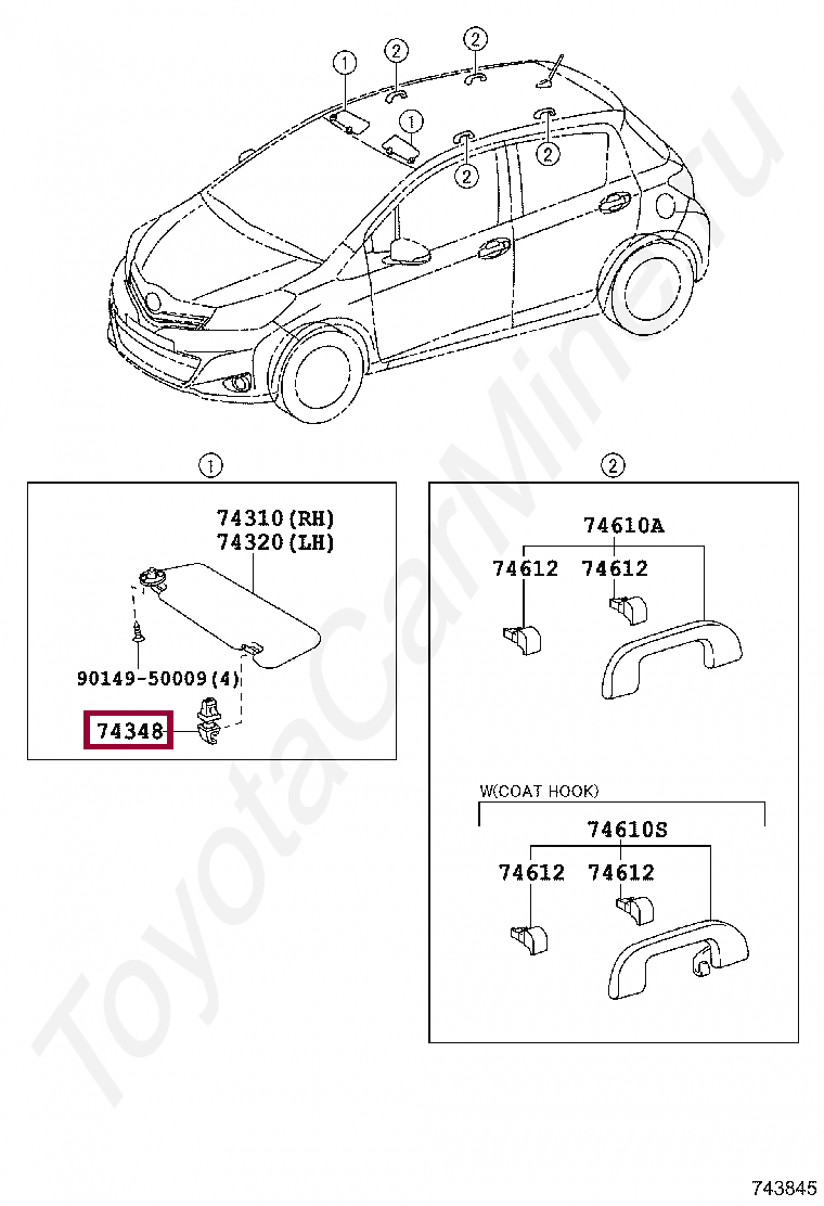 HOLDER, VISOR HOLDER, VISOR 7434833040C2