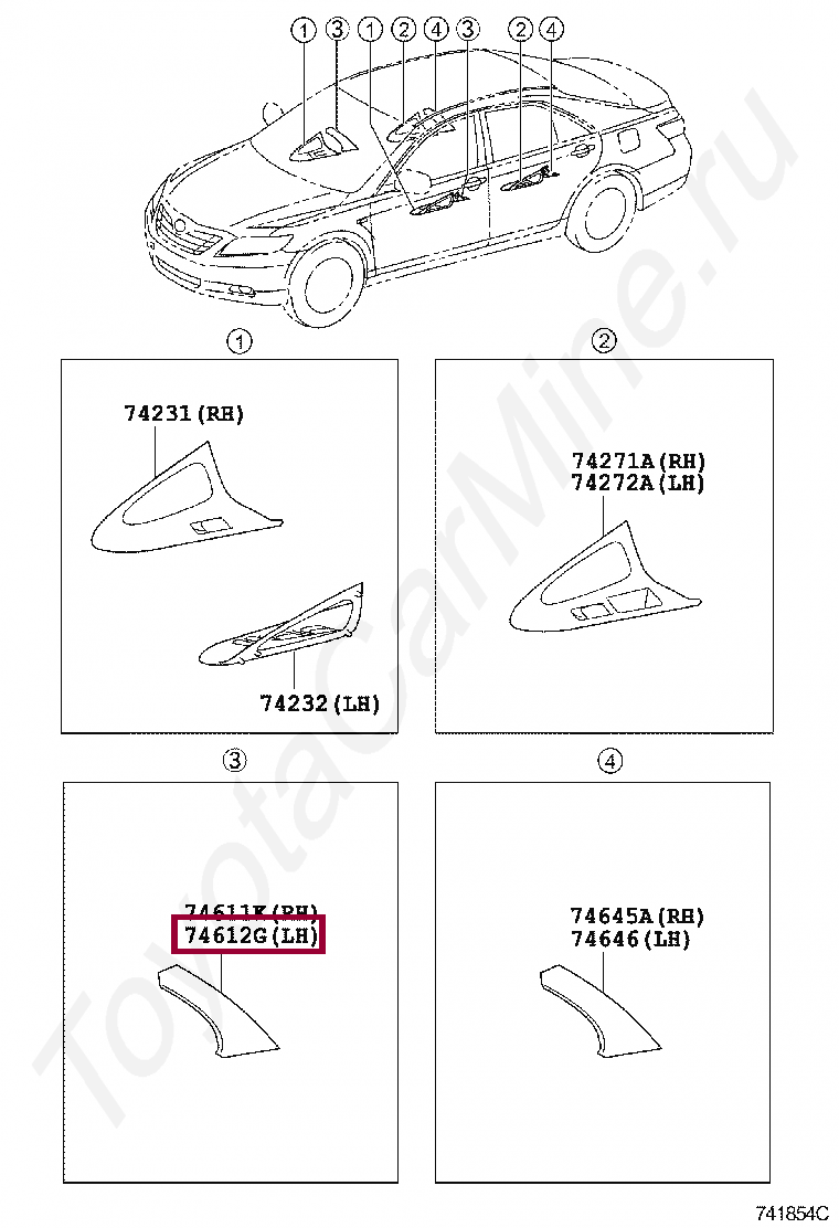 COVER, ASSIST GRIP, LH FRONT SIDE COVER, ASSIST GRIP, LH FRONT SIDE 7461133040