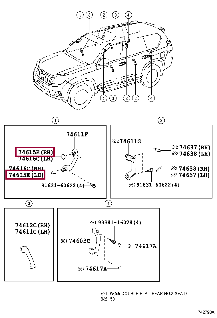 PLUG, FRONT ASSIST GRIP, NO.1 RH PLUG, FRONT ASSIST GRIP, NO.1 RH 7461560040B0