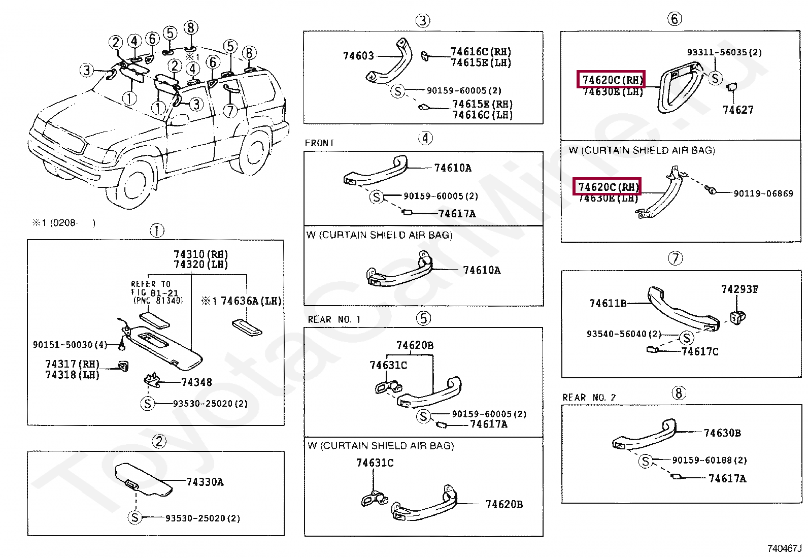 GRIP ASSY, ASSIST, REAR RH GRIP ASSY, ASSIST, REAR RH 7462060041B1