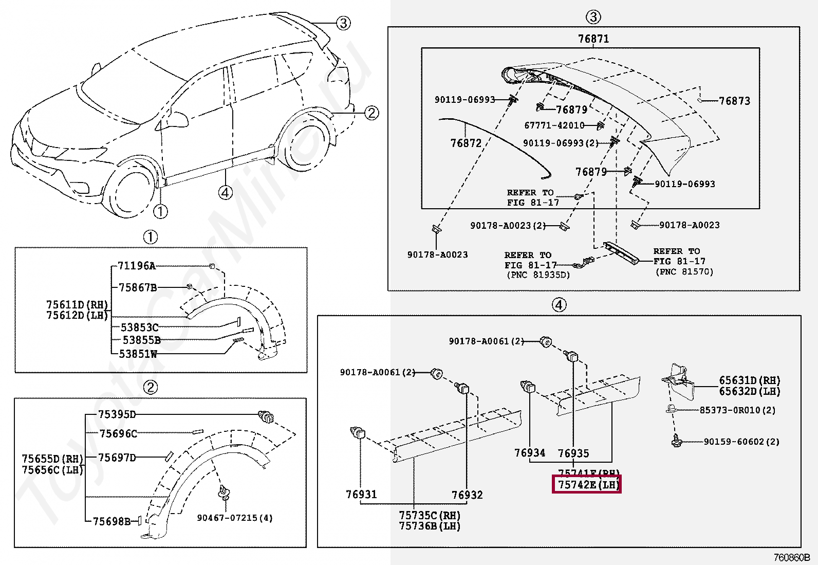 MOULDING, REAR DOOR, OUTSIDE LH MOULDING, REAR DOOR, OUTSIDE LH 750780R040