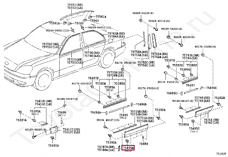 CLIP, OUTSIDE MOULDING, NO.4 CLIP, OUTSIDE MOULDING, NO.4 7549530030