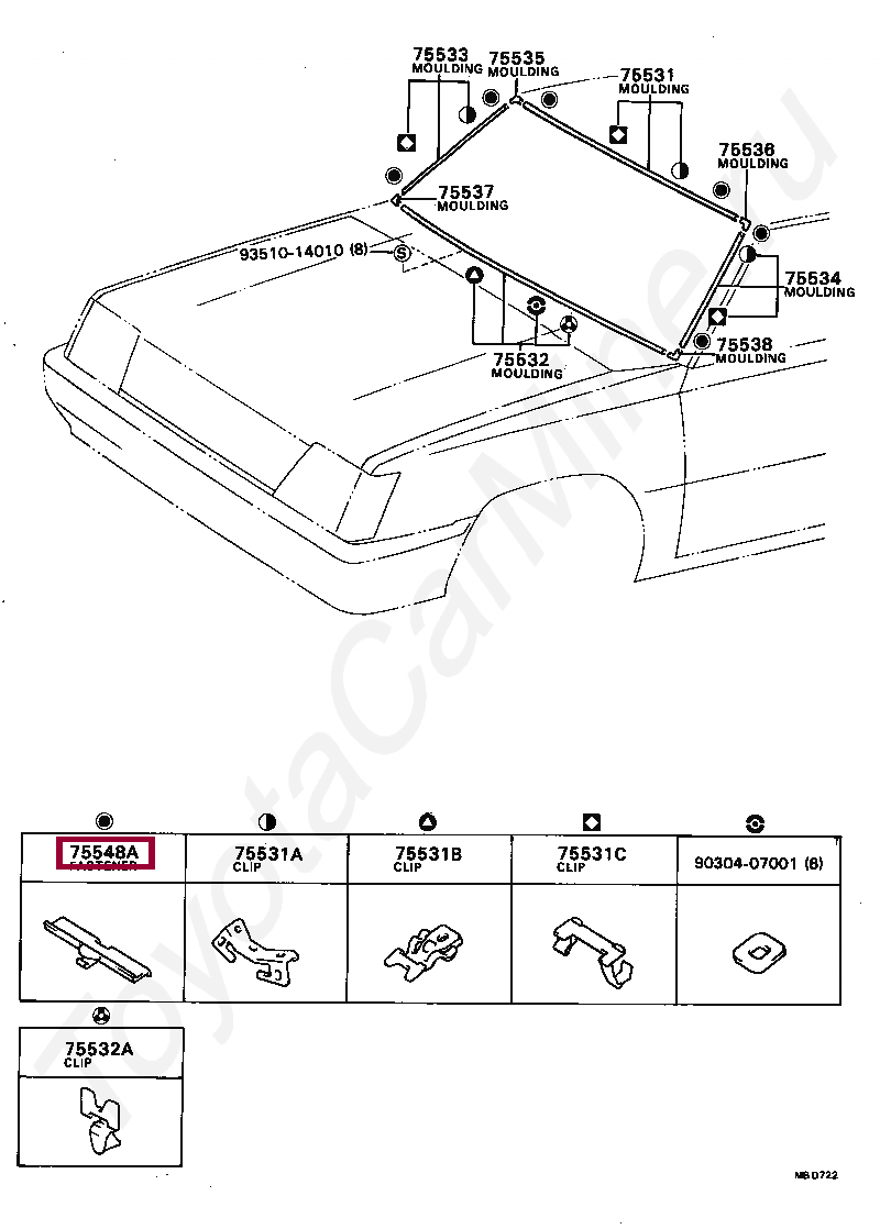 FASTENER, WINDSHIELD OUTSIDE MOULDING, NO.1 FASTENER, WINDSHIELD OUTSIDE MOULDING, NO.1 7554822060