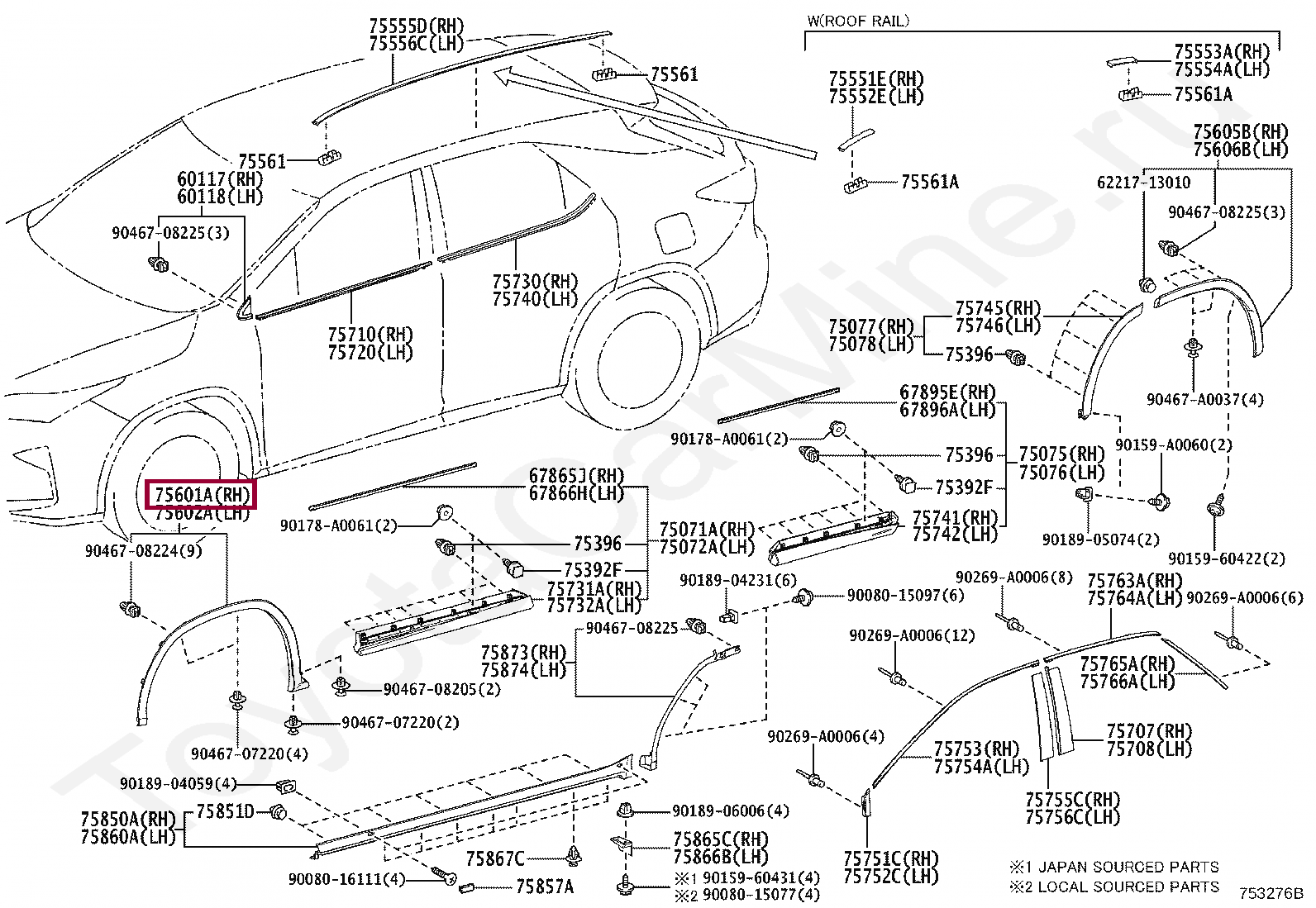 Молдинг переднего правого крыла Молдинг переднего правого крыла 7560148040