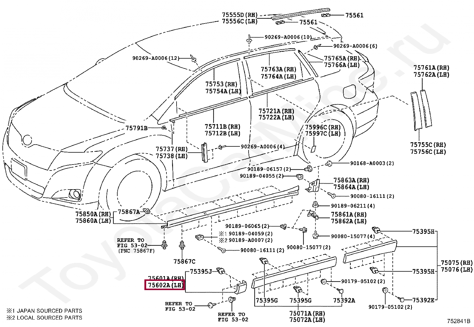 Молдинг переднего левого крыла Молдинг переднего левого крыла 756020T900