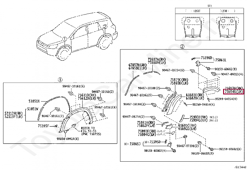 MOULDING, QUARTER, OUTSIDE NO.4 MOULDING, QUARTER, OUTSIDE NO.4 7565442080A1