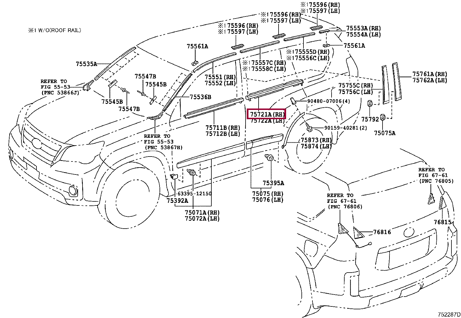 Молдинг задней двери правый Молдинг задней двери правый 7572160091
