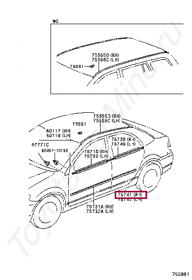 MOULDING, REAR DOOR, OUTSIDE RH MOULDING, REAR DOOR, OUTSIDE RH 7574113190C0