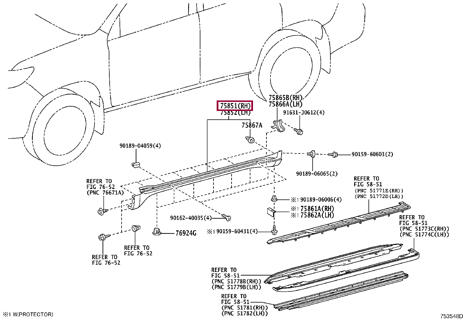 MOULDING, ROCKER PANEL, RH MOULDING, ROCKER PANEL, RH 7580560050C2
